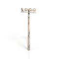 Vintage Textured Metal Candlestick With Tall Slender Base And Four Candle Holders