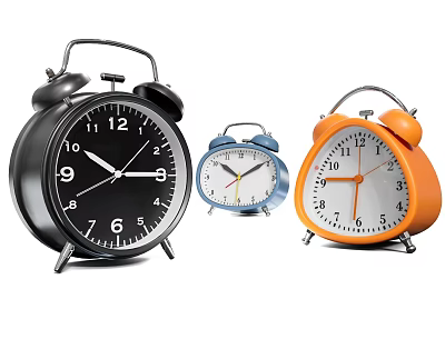 Colorful Alarm Clocks In Different Styles 3d model Colorful Alarm Clocks In Different Styles 3d model