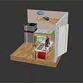 Compact Kitchen Interior With White Cabinet Wooden Floor Countertop And Black Appliance