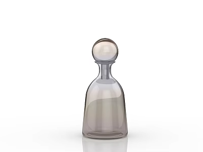 Clear Glass Bottle with Round Top Lid and Bell Shaped Body on White Background 3d model