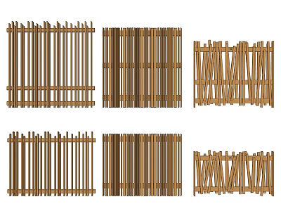 Various Styles Of Wooden Fence Designs For Outdoor Decoration And Privacy 3d model