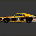 Yellow and Black Striped Classic Racing Car With Number 18 And Sponsor Logos