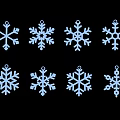 Set Of Eight Light Blue Snowflake Ornaments For Festive Decorative Hanging