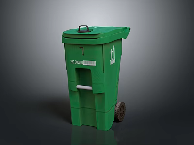 Durable Green Trash Bin With Lid And Wheels For Waste Collection Equipment 3d model