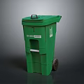 Durable Green Trash Bin With Lid And Wheels For Waste Collection Equipment