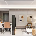 Modern Living And Dining Room Interior With Sofa Coffee Table Dining Chairs And Plants