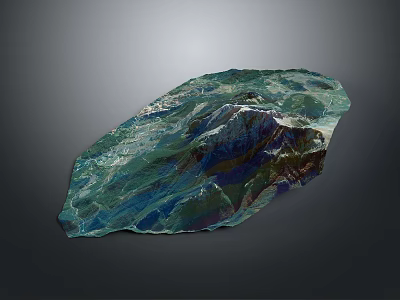 Natural Decorative Stone With Green Blue Purple Textured Irregular Surface For Home Interior 3d model