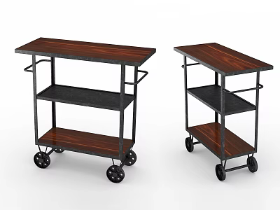Commercial Utility Carts With Wooden Top Metal Frame And Wheels For Business Use 3d model
