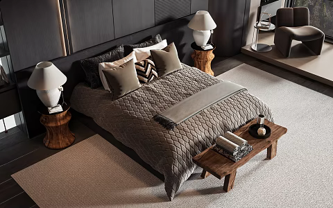 Modern style commodity bed 3d model