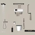 Modern Bathroom Set Interior With Shower Towel Rack Toilet And Accessories