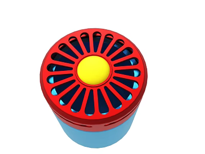 Decorative Object With Red Circular Holed Top Blue Base And Yellow Center 3d model