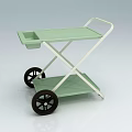 Green Two Tier Rolling Cart With White Frame And Black Wheels