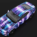 Vibrant Colorful Sports Car With Sleek Design And Custom Paint Finish
