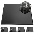 Modern Black Glass Electric Cooktop With Stainless Steel Pot Kitchen Appliance