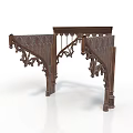 Dark Brown Wooden Decorative Structure Featuring Intricate Carvings For Classical Architecture 3d model