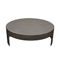 Round Modern Coffee Table With Light Colored Surface And Bronze Metal Curved Base 3d model