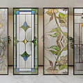 Stained Glass Partitions with Various Artistic Floral and Geometric Patterns in Interior Design