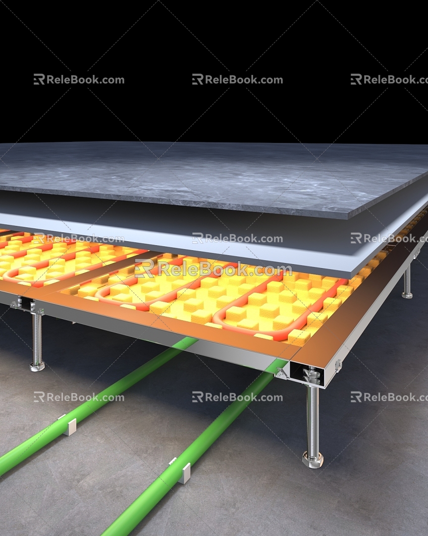 Floor leveling system Steel frame leveling anchor Assembled floor leveling system Floor heating system 3d model