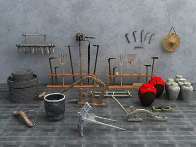 modern farm tools 3d model