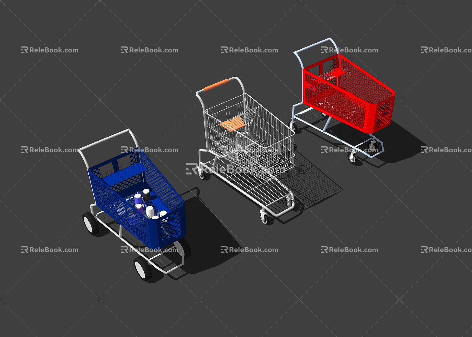 Modern Shopping Cart Supermarket Trolley 3d model