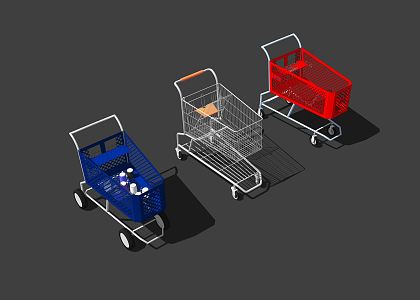 Modern Shopping Cart Supermarket Trolley 3d model