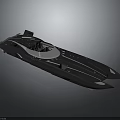 Sleek Black Futuristic Water Vehicle Featuring Streamlined Design And Transparent Cockpit