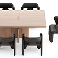 Modern Wooden Dining Table Set With Sleek Black Chairs And Natural Wood Finish