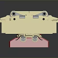 Modern Computer Hardware Component with Red Beige Panel and Gray Module on Square Base