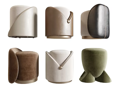 Modern Stools With Unique Designs Various Colors And Velvet Leather Upholstery 3d model