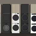 Modern Stackable Washing Machines In Various Colors For Home Laundry Design 3d model