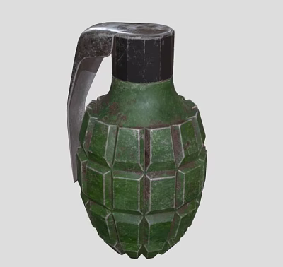 Military Green Hand Grenade With Diamond Pattern Surface Fuse Handle And Tactical Weapon Design 3d model