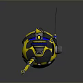 Yellow And Black Robot With Cat Ear Design Blue Glowing Rings And Four Legs