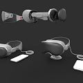 Modern VR Headset Controllers And Virtual Reality Devices With Base And Cables