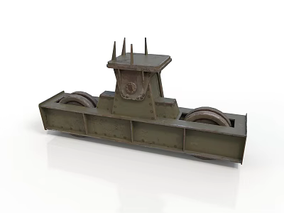 Robust Green Train Bogie With Metal Structure And Heavy Duty Wheels 3d model