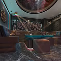 Luxurious KTV Room Interior With Starry Ceiling Comfortable Sofas And Modern Ambience 3d model