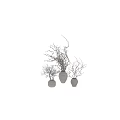 Three Natural Clay Vases With Slender Dried Twigs For Rustic Home Decor