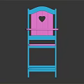 Stylish Kids Chair With Blue Frame Pink Tray And Heart Shaped Backrest