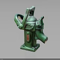 Old Green Water Pump Designed With Octopus Shaped Tentacle Handles And Red Label