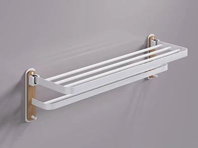 Modern Wall Mounted Bathroom Shelf With White And Gold Metal Multi layer Design 3d model
