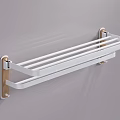 Modern Wall Mounted Bathroom Shelf With White And Gold Metal Multi layer Design