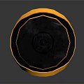 Architectural Street Lamp Design With Black Pole Yellow Base And Orange Lampshade Decorative Spherical Details