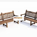 Wooden Public Benches with Armrests and Sturdy Structure for Outdoor Parks
