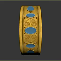 Elegant Yellow Gold Cuff Bracelet Featuring Blue Gemstones And Decorative Patterns 3d model