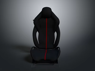 Sporty Black Car Seat With Red Stitching Design And Comfortable Backrest 3d model