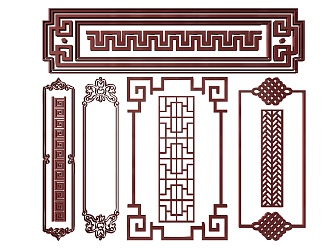 New Chinese Style Flower Lattice Window Carved Hollow Carved Window Corner Carved Gypsum Line Carved Window Pattern Carved 3d model