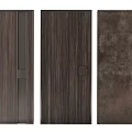 Wooden Hinged Doors With Vertical Stripe Texture And Dark Brown Finish For Interior