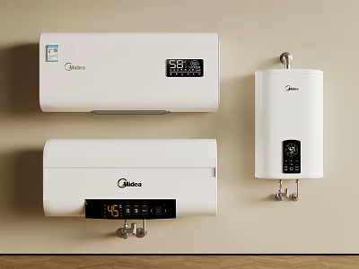 Midea Wall Mounted Water Heaters With Digital Temperature Display And Controls 3d model
