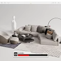 Quiet Sofa Tea Table Combination Sofa Coffee Table 3d model