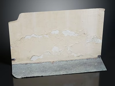 Peeling And Cracking Wall Surface With Gray Base Layer And Damaged Texture 3d model