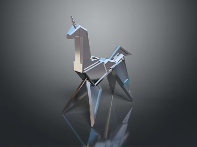 Metallic Geometric Unicorn Decorative Figurine For Modern Home Decor 3d model